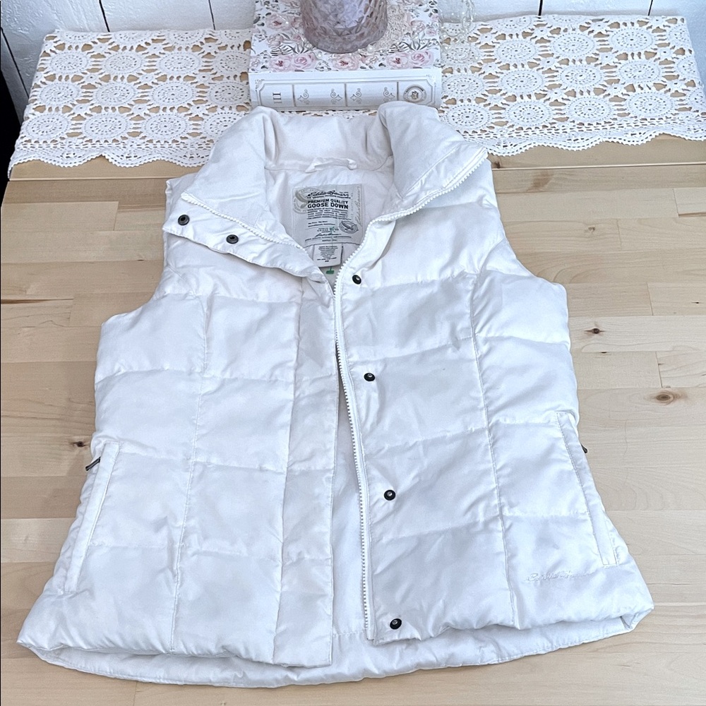 Eddie Bauer Goose Down Women's Cream Puffer Vest